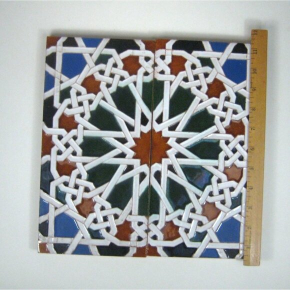 2 Spanish Ceramic Tiles Mensaque Rodriguez Y Cia Sevilla 11 X 11 in Decorative M - Picture 2 of 14
